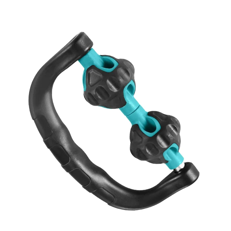 Muscle Recovery Massage Roller With 2 Textured Massage Balls and Firm Ergonomic Handle Dual Wheel Massage Roller