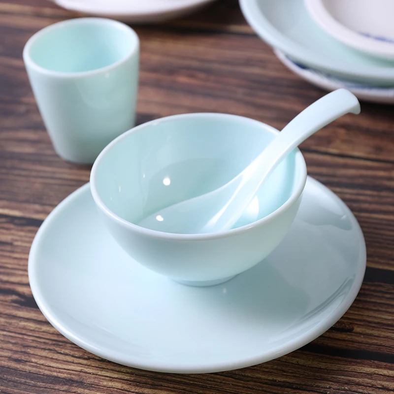 Китай, гостиничные обеденные тарелки, оптовая продажа, зеленая меламиновая пластиковая тарелка, комплект обеденной посуды для ресторана