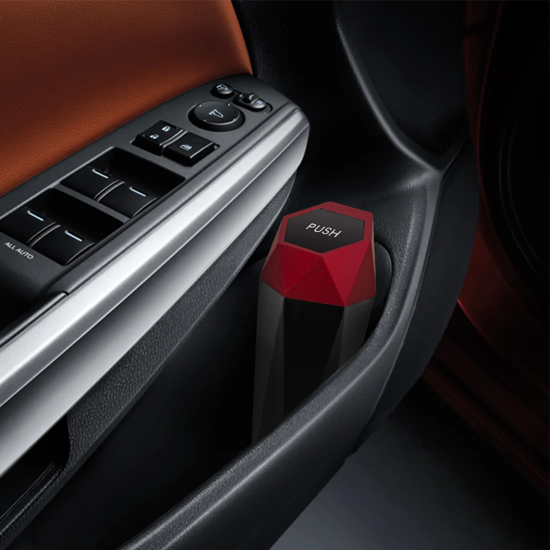 OEM LOGO Diamond Shape Plastic Mini Office Home Auto Car Trash Garbage Car Trash Can With Lid For Console Cup Holder Organizer