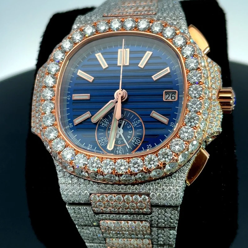 China Factory Watch Hip Hop Rapper Brand Hip Hop Jewelry Watch Custom Hip Hop Super White Moissanite Watch