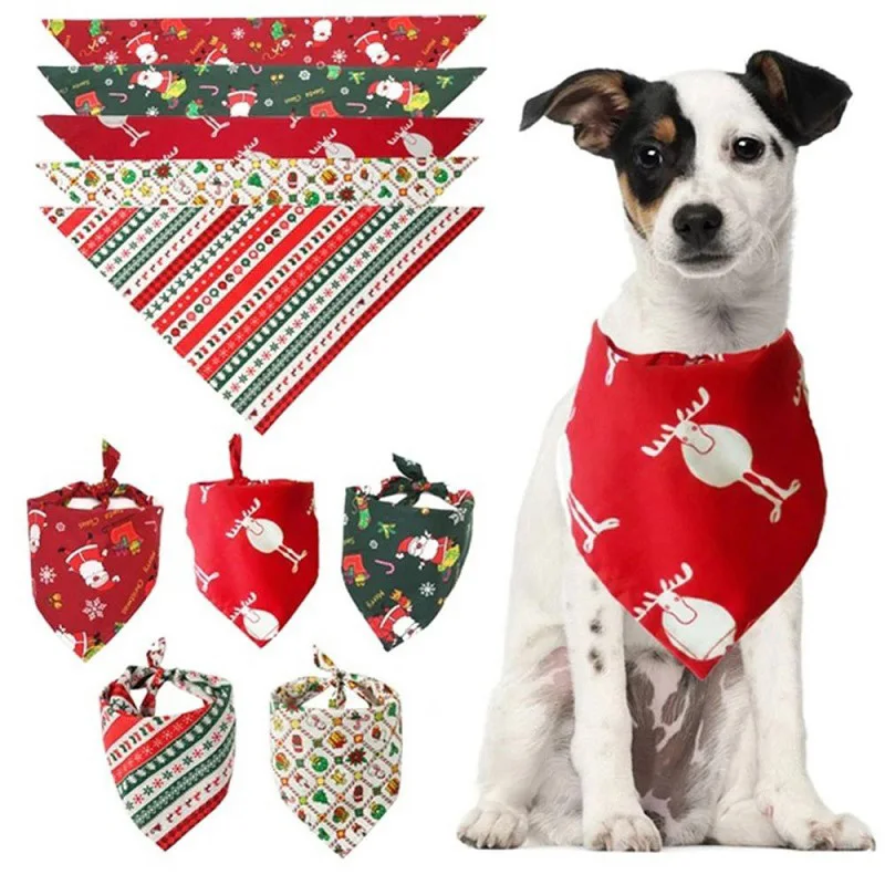 Customized Christmas Dog Bandana Cotton Pet Dog Xmas Bandana OEM Santa Claus Christmas Custom Dog Bandana