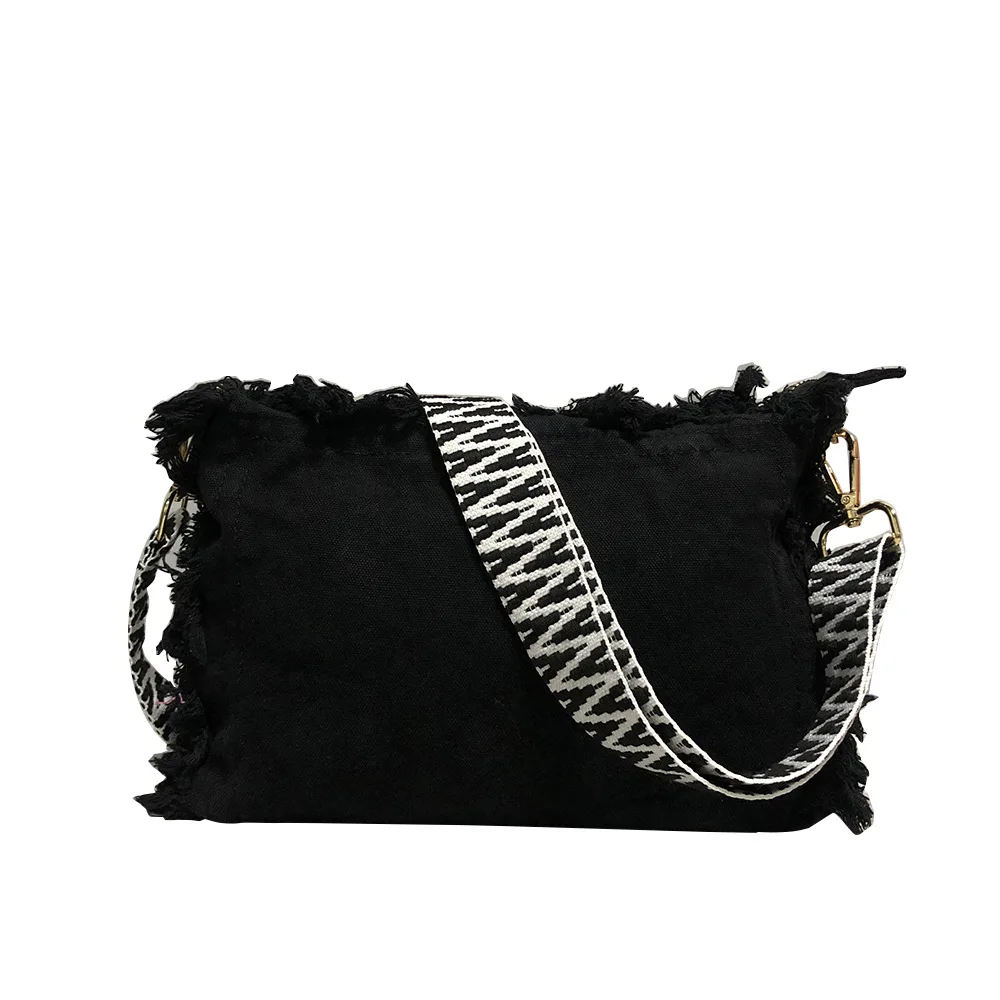 2022 Bohemian Vintage Washed Canvas Crossbody Bag Personalized Women Canvas Beach Bag Embroidered Strap Shoulder Bag