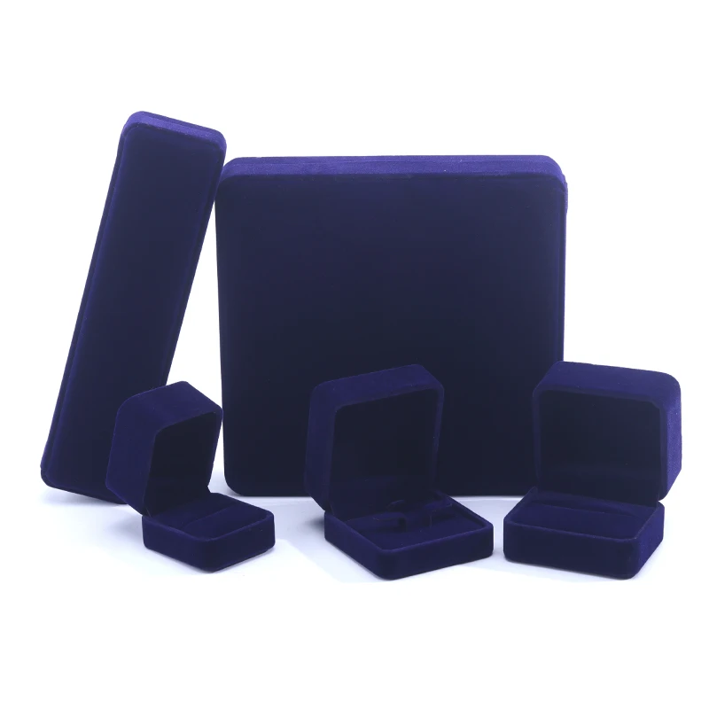Hanhong custom wholesale hot sale jewelry packaging box earrings necklace gift box blue velvet ring jewelry box