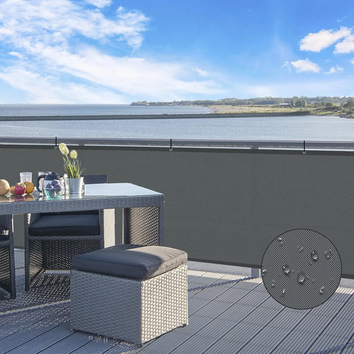 Polyester Waterproof Balcony Privacy Screen Net Garden Decoration Fence Mesh Rainproof Sun Shade Net