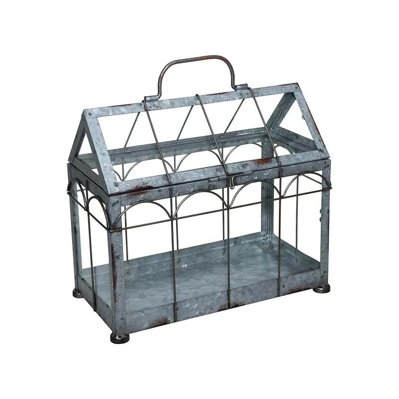 custom portable easily assembled 12 inch outdoor indoor hydroponic  iron glass seed starter kit garden mini greenhouse for sale
