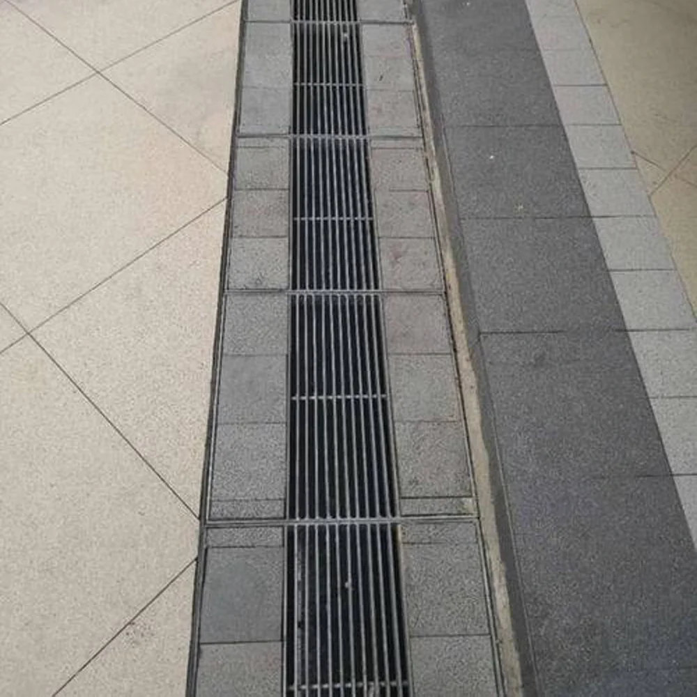 Grating cover drain channel system Stainless Steel Linear straight Storm Water Sump Pit precast concrete drainage channels