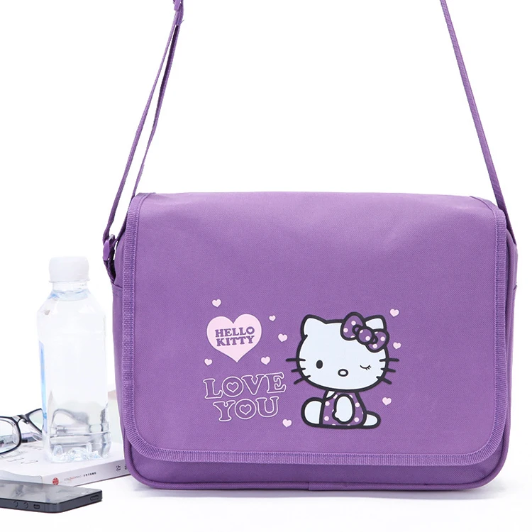 Милая женская повседневная сумка из полиэстера с принтом Hello Kitty, сумка-мессенджер через плечо