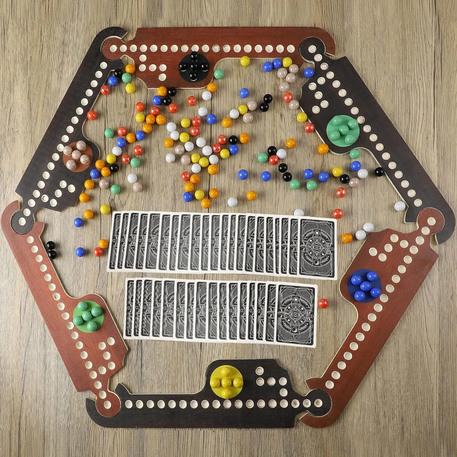 Jokers and Marbles Game 4-8 Player Wooden Fast Track Board Game For Holiday Party Family Playing