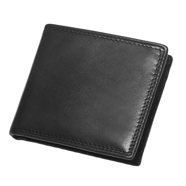 low moq smart credit card holder custom slim man rfid vintage genuine leather wallet
