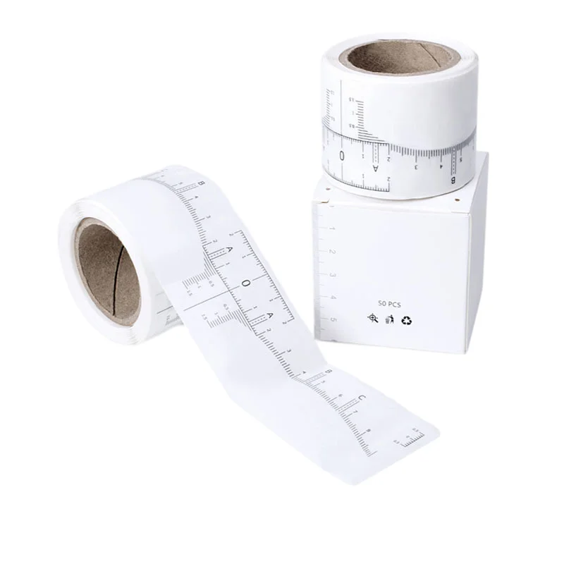 Disposable 50pcs Semi Permanent Plastic Eyebrow Ruler Microblading Eyebrow Ruler Sticker Brow Mapping Stickers