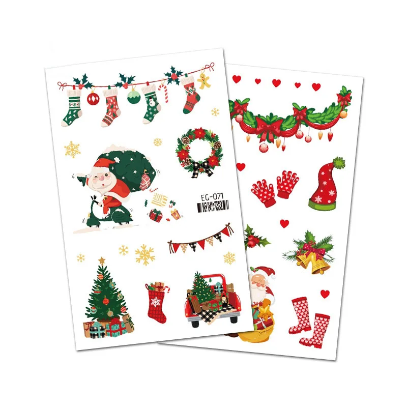 Colored Temporary Children Tattoo Sticker Decor Glitter Face Arm Christmas Sticker for Kids