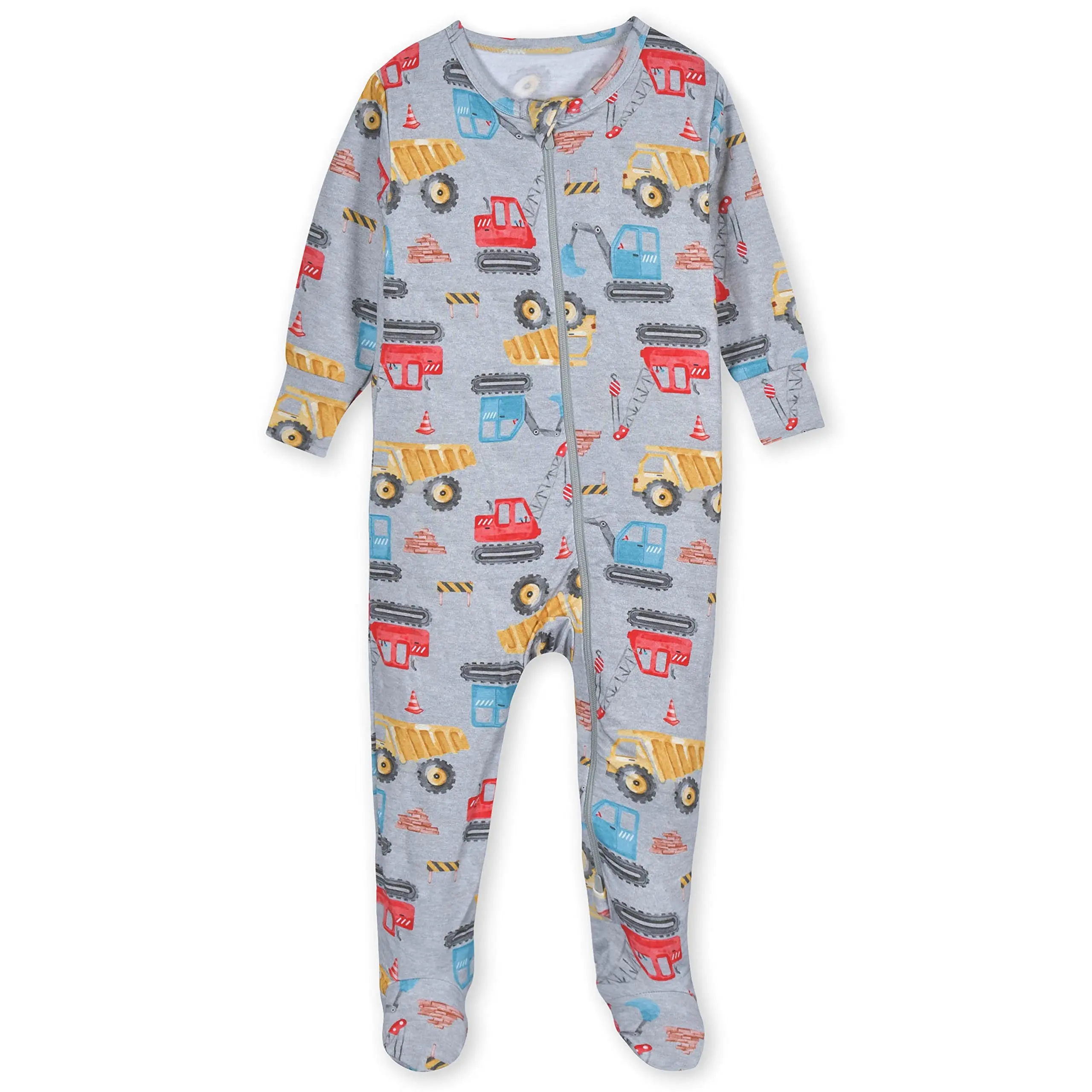 New Hot Sales Bamboo clothes Custom Print Infant Pajamas Soft Breathable Baby clothes Zipper Ruffle Baby Rompers sets
