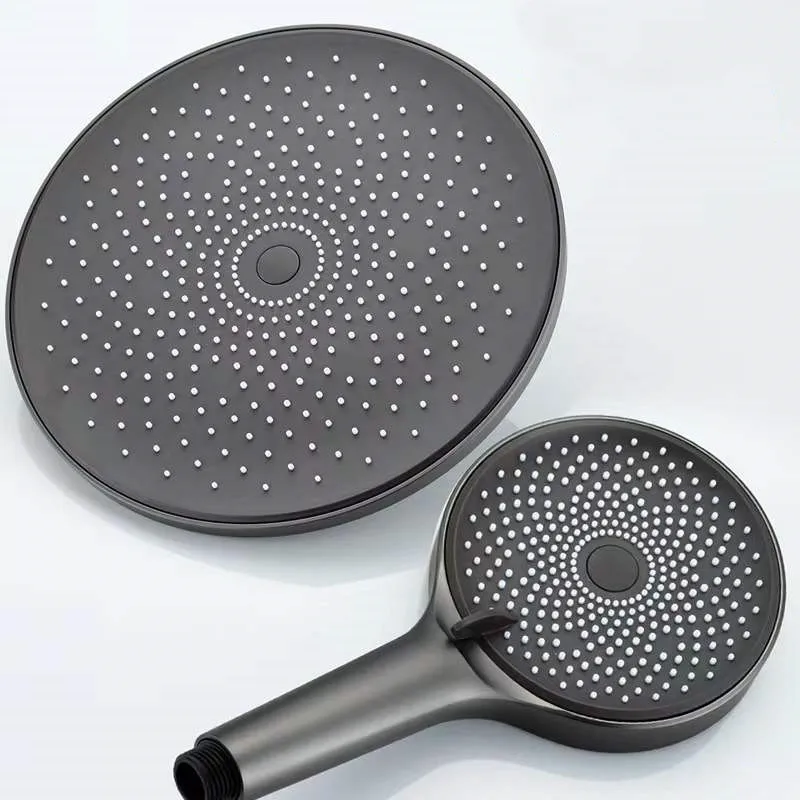 Hotel Bathroom Luxury Gun Gray Copper Four Function Rain Shower Set Brass Bath Shower Mixer Set With Spray Gun