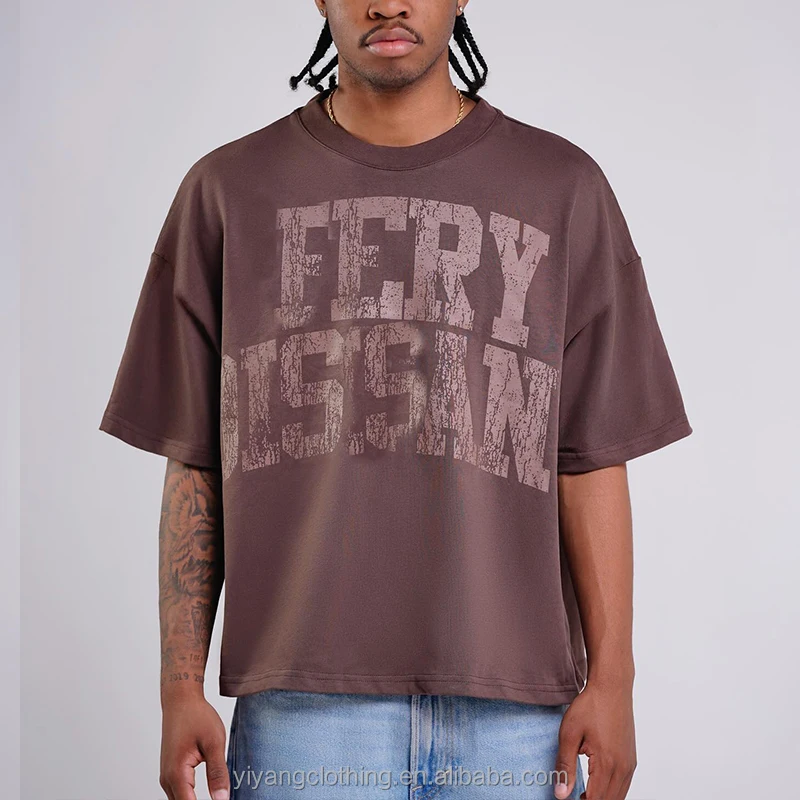 Summer High Quality Cotton Drop Shoulder Streetwear Tshirts Graphic Oversize Heavyweight Custom T Shirt For Men