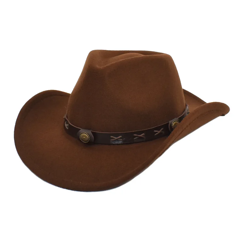 High Quality Handmade Wide Brim Cowboy Hat Men Wool Cowboy Hat Unisex Jazz Hat