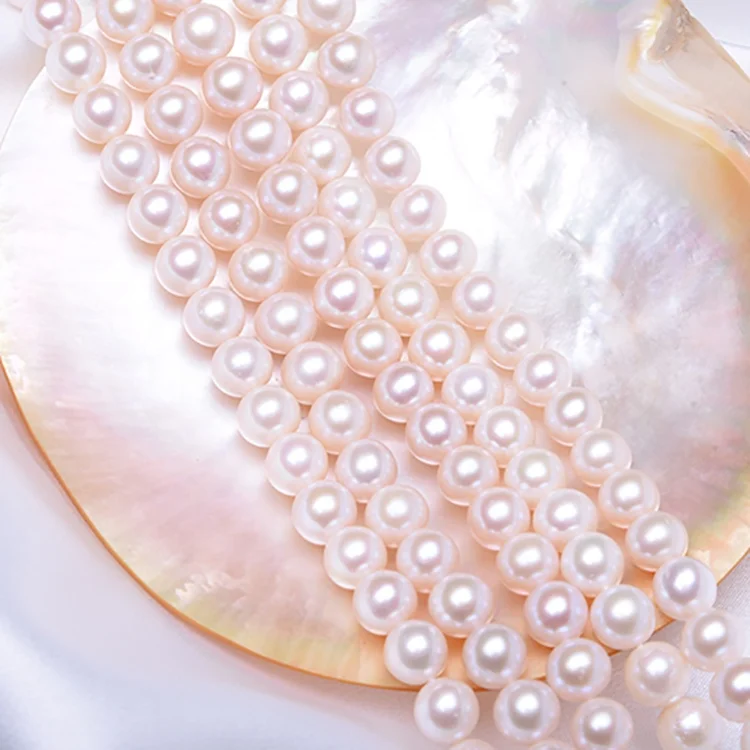 
SJ-PS0129 Loose Large 10-11mm Real Cultured Round Fresh Water Pearl Necklace Freshwater Pearl Strands For Jewelry Making 