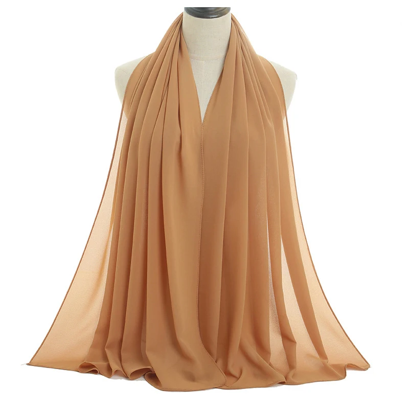 Women Shawl Arab Scarf Hijab Cheap Fashion High Quality Muslim Fashion Malaysia Chiffon Solid Colors as Picture or Customized