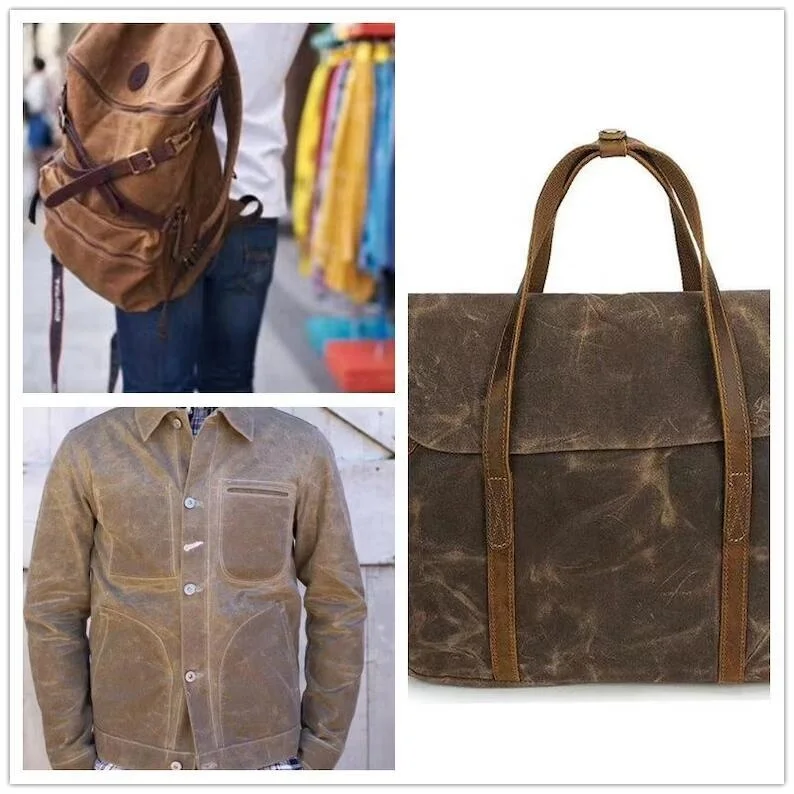 16oz Vintage Design 100% Cotton Durable Oil Waxed Waterproof Coated Canvas Fabric For Handbags Backpack