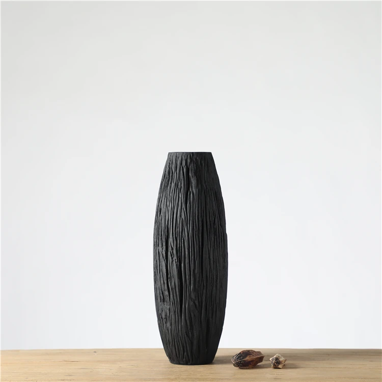 Wholesale nordic style unique shape black floor resin vase for home decor