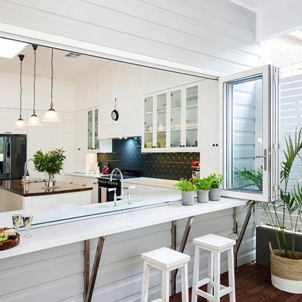 Wholesale Black Aluminum Frame Accordion Glass Folding Windows