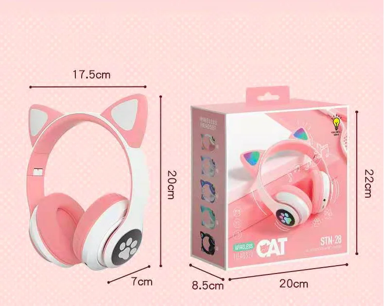 Cat Cut Female  Super Bass  Wireless Blue Tooth Headphones  Gaming Headset