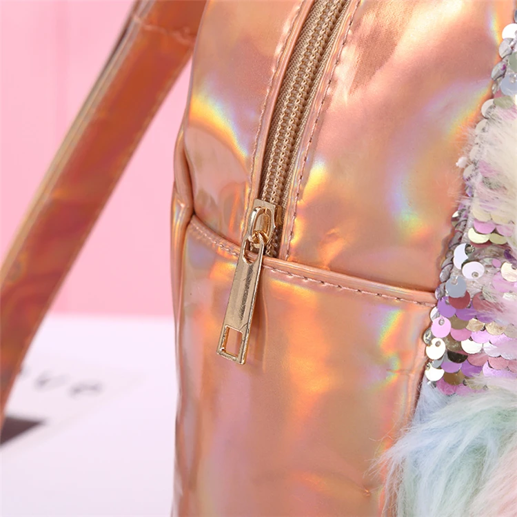 
In stock 2021 wholesale fashion New Cute plush leather Sequins Girls Backpack School Bags for girls can customized 