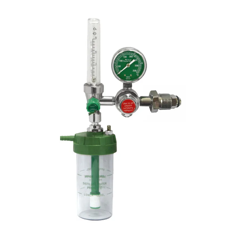 Factory price Bull Nose style connection oxygen tank regulator with humidifier bottle  0-15LPM