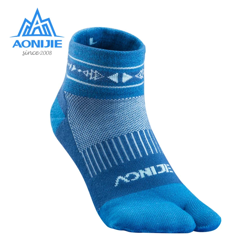 AONIJIE 2 Pairs/Set E4805 Outdoor Sports Running Athletic Performance Tab Training Cushion Compression Two Toe Socks Walking