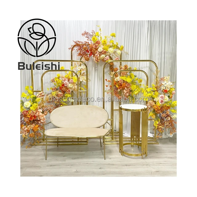 Gold Metal Frame Structure Sets Wedding Arch Backdrop for Wedding Event Party Backdrop Flower Decoration