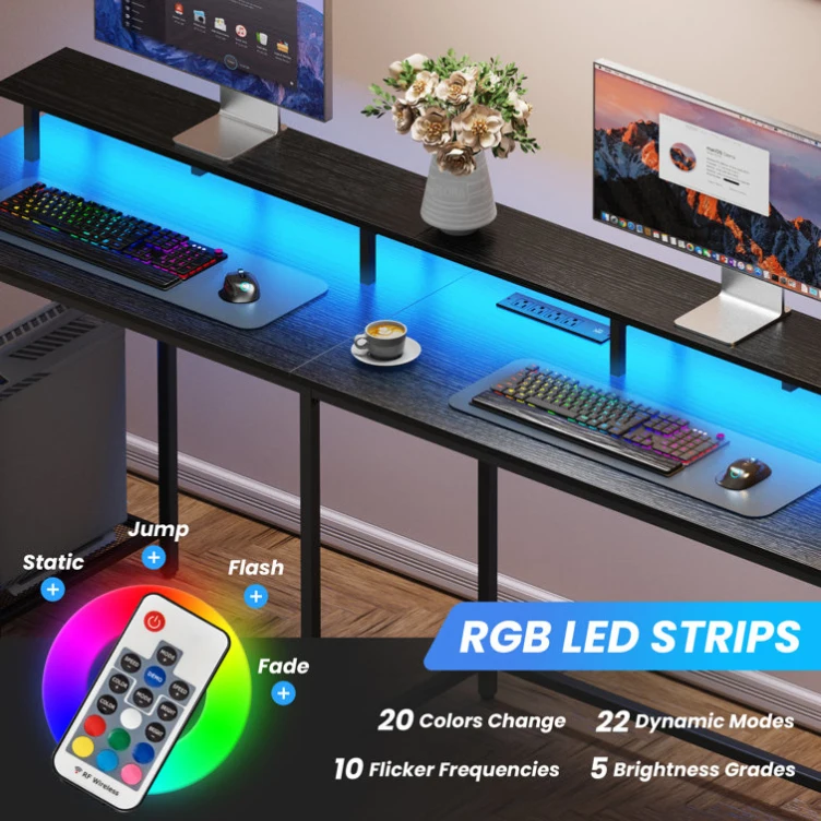Оптовая Продажа с фабрики компьютерный игровой стол L-образный выходами USB-портами и светодиодной подсветкой
