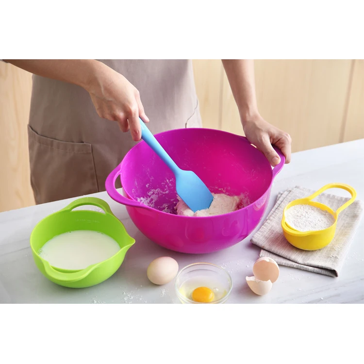 Bol a service measuring bowl set with measuring cup spoon, 10pcs set melamine plastic colorful measuring bowl