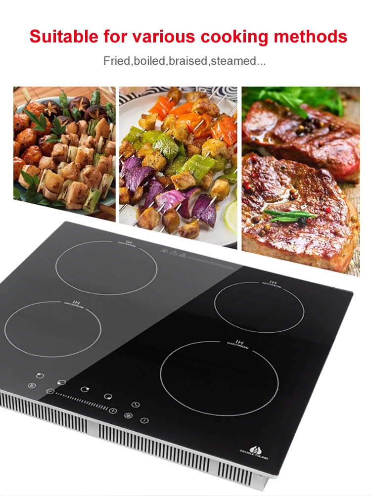 Mexico 60cm 2200W  8kW Induction Stove Electric Cooker Four Burner Induction Plarte p Build-in
