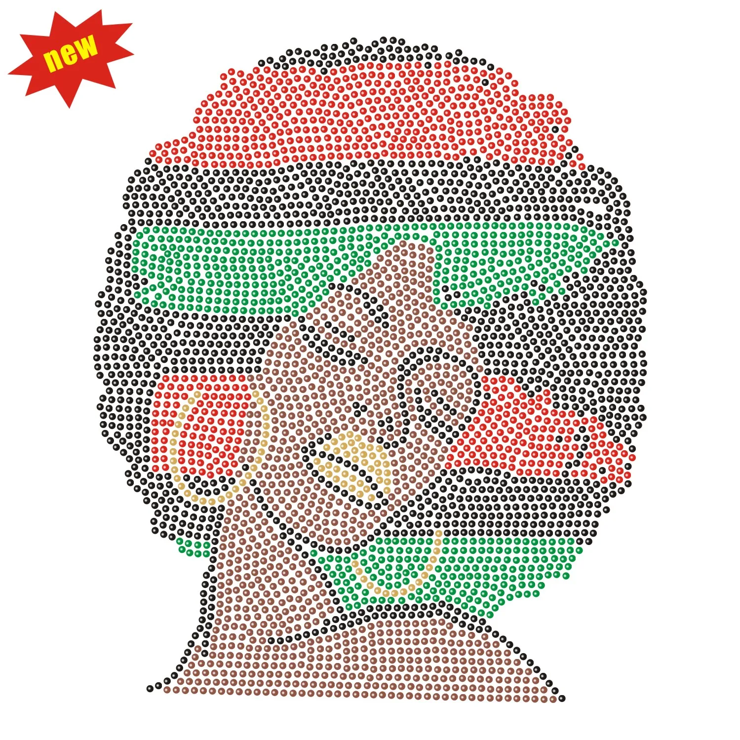 Wholesale Price Bling Afro Lady Hot Fix Bling Crystal Rhinestone Transfer Popular Black Girl Iron On Rhinestone Motif