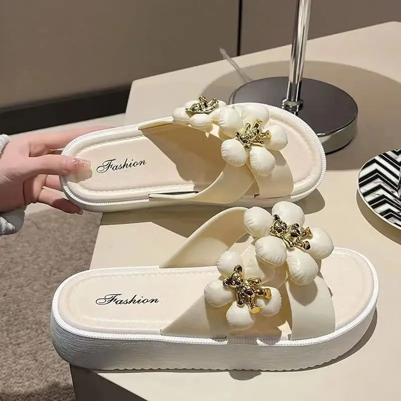 summer woman casual slippers platform wedge solid color slipper sandals