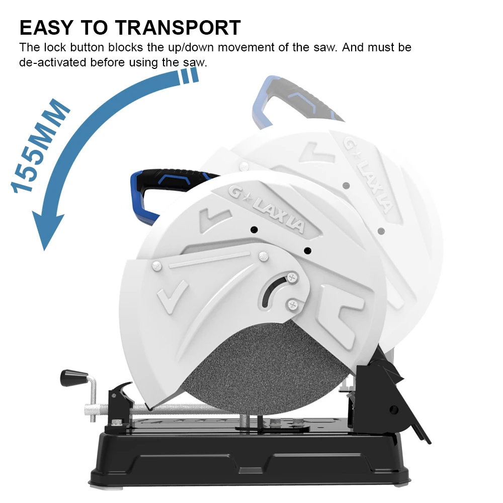2700W 15A Electric Cut Off Saw with 355mm Disc Diameter and 155mm Max cutting capacity