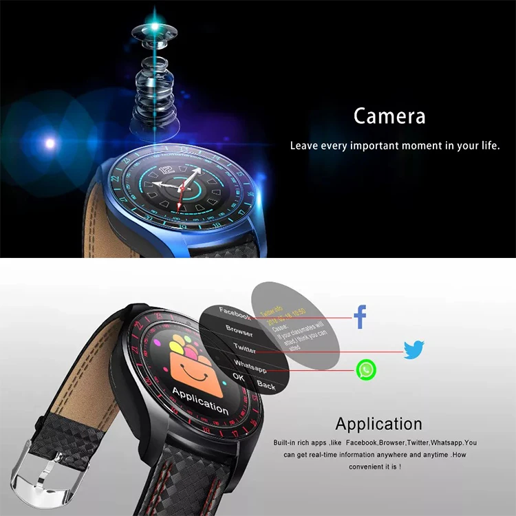 Wholesale Wireless Smartwatch V10 Round Screen Android Smart Watch With Sim Card And Camera Mobile Smart Watch Phones