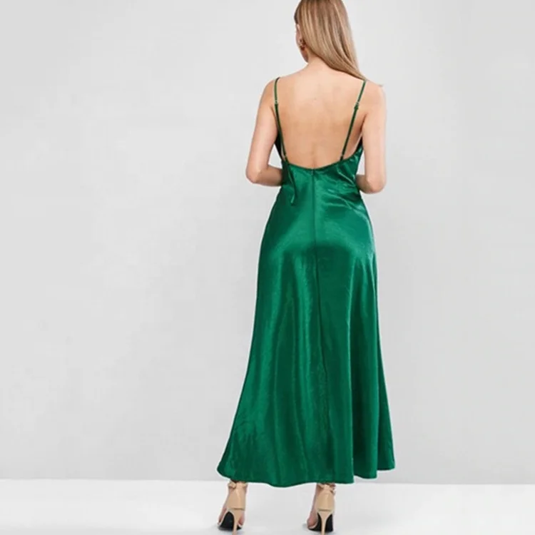 Satin Asymmetrical Cami Strapless Bottom Green Party Sexy Dress Summer
