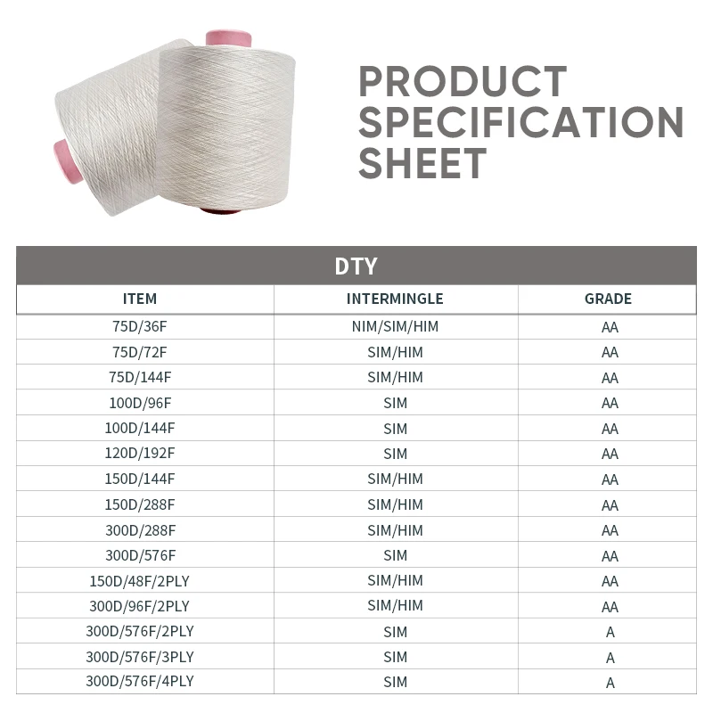 Chinese Manufacturer  FDY POY DTY AA Grade 100 PCT  Polyester Yarn with Competitive Price