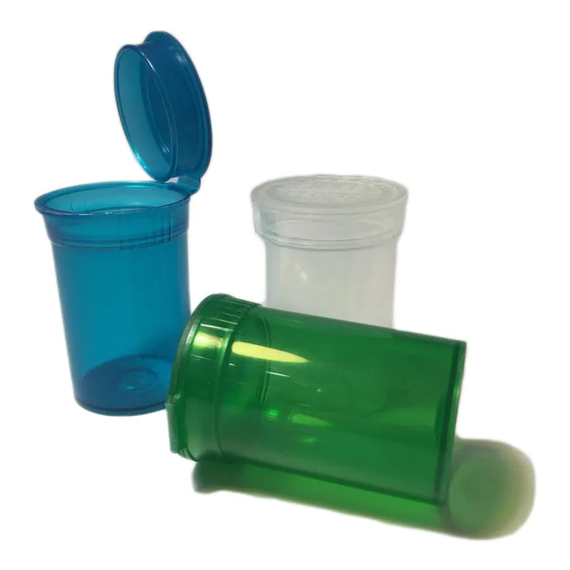 Wholesale 19 Dram Child Resistant Pop Top Open Vials Squeeze Flip Pop Top Bottle