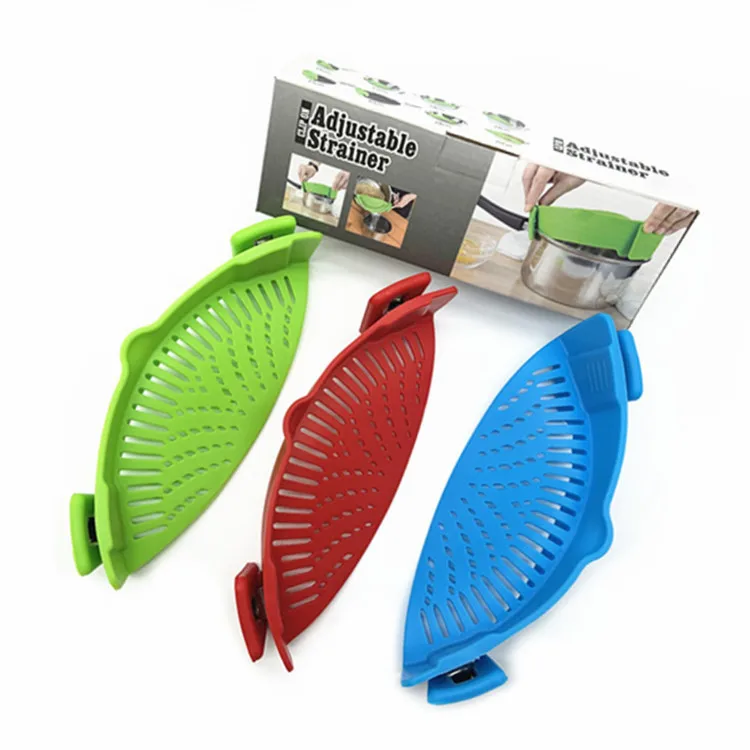 Adjustable Silicone Clip-On Hot Pot Food Strainer Silicon Clip On Pasta Strainer Colander For Pots