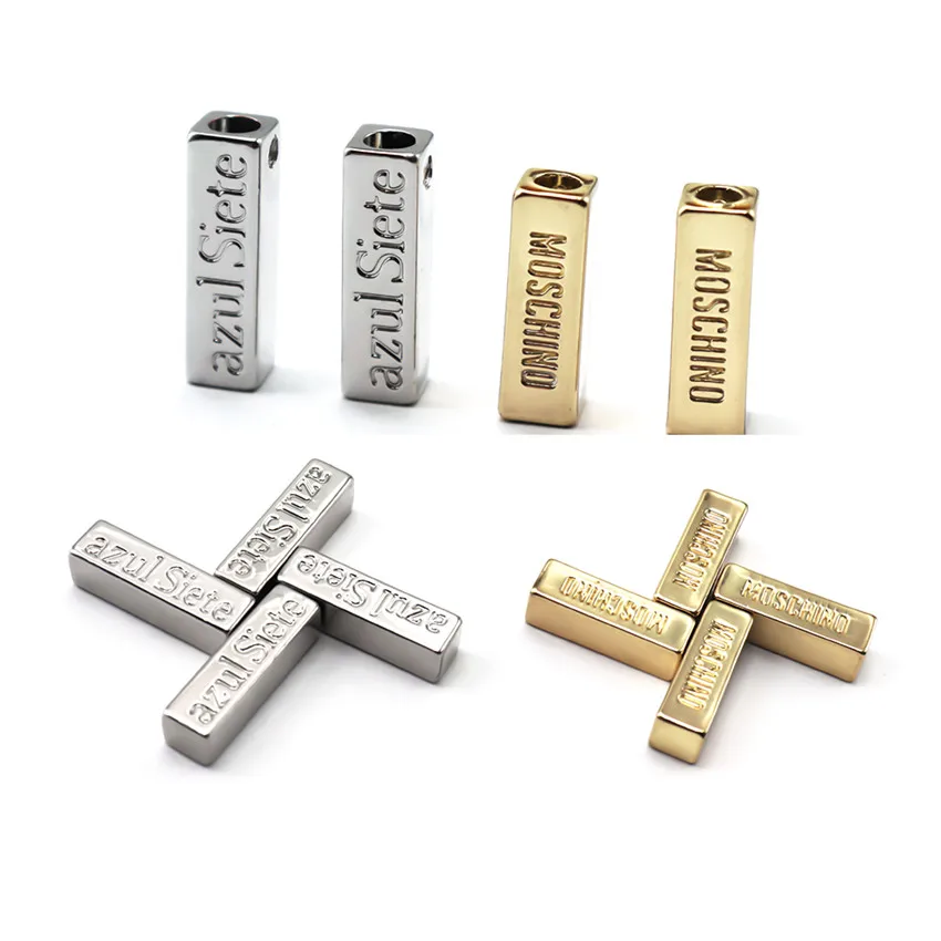 Custom metal shoelace aglet tips nylon rope with shiny silver metal aglets Metal head cord ends for hoodies sport shoes