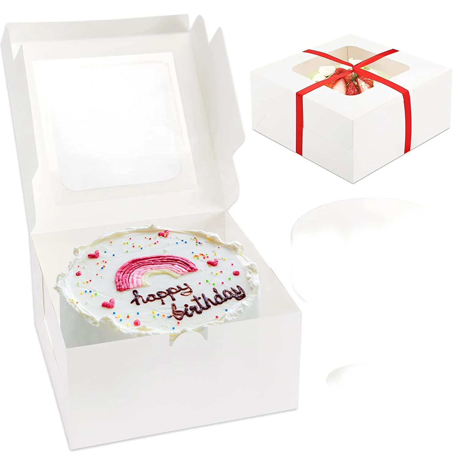 Best Selling White Paper Boxes Food Custom Mousse Corrugated Transparent Cake Packaging Box Board