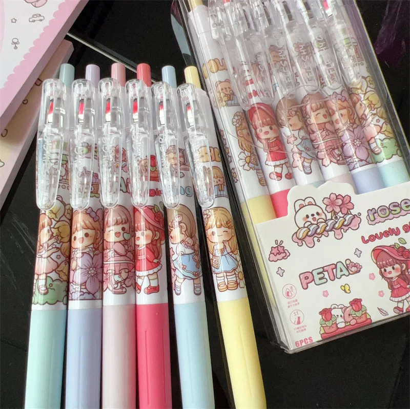 Мультяшная ручка для студентов новая черная пресса 6 коробок симпатичная панда высокий уровень внешнего вида