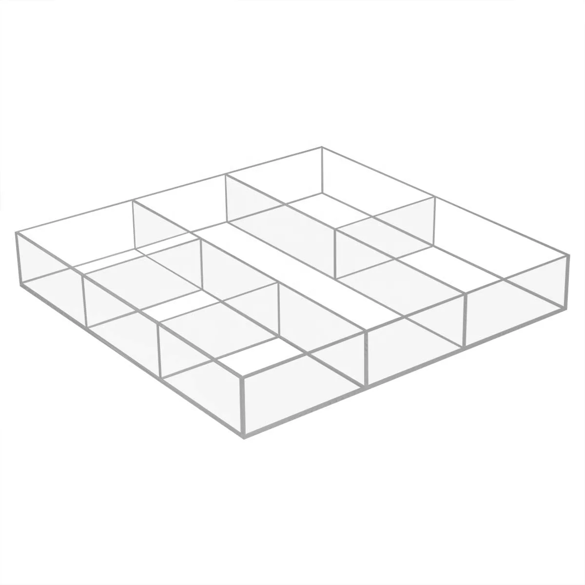 12 x 12 Inches Square Acrylic Tray Custom Clear Transparent Lucite Serving Tray With Dividers