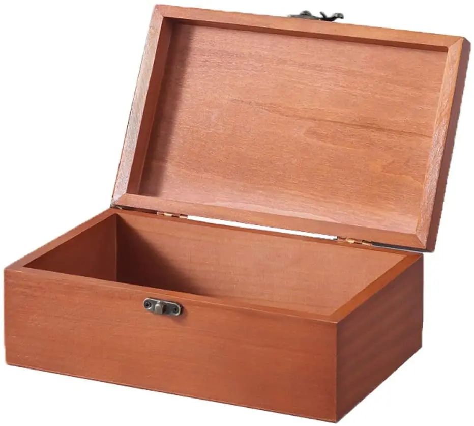 Wooden Jewelry Box Retro Storage Box Hinged Cover