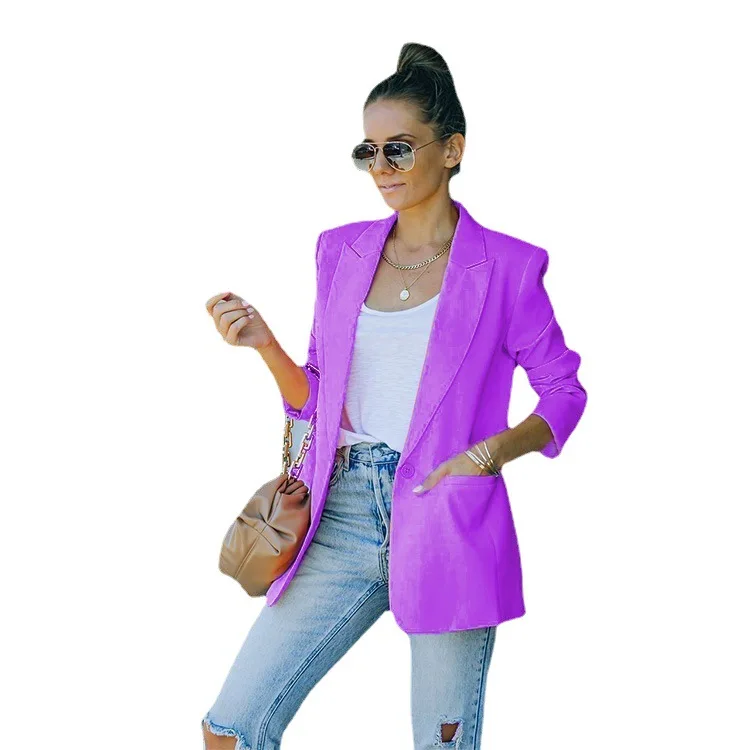 European and American new autumn and winter long-sleeved suits OL temperament professional slim top coat customization