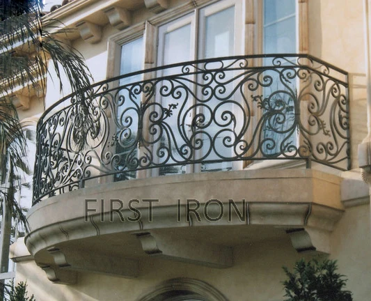 Hot sale black metal railings wrought iron juliet balcony railings designs