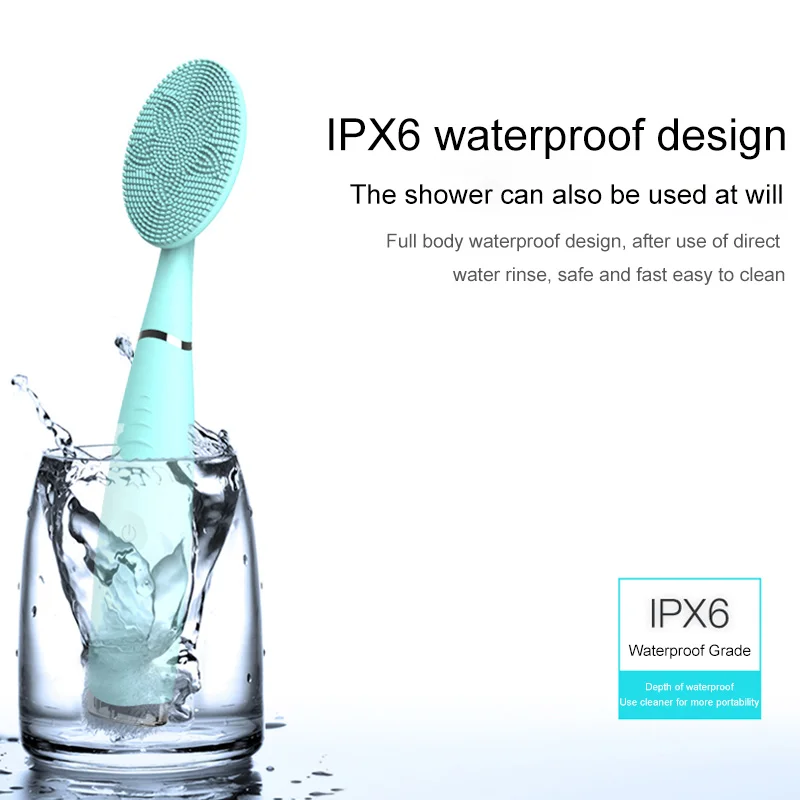 Портативное водонепроницаемое мини-очищающее средство для лица с беспроводной зарядкой от USB, силиконовый Ультразвуковой очиститель для лица, очищающие бруски для лица