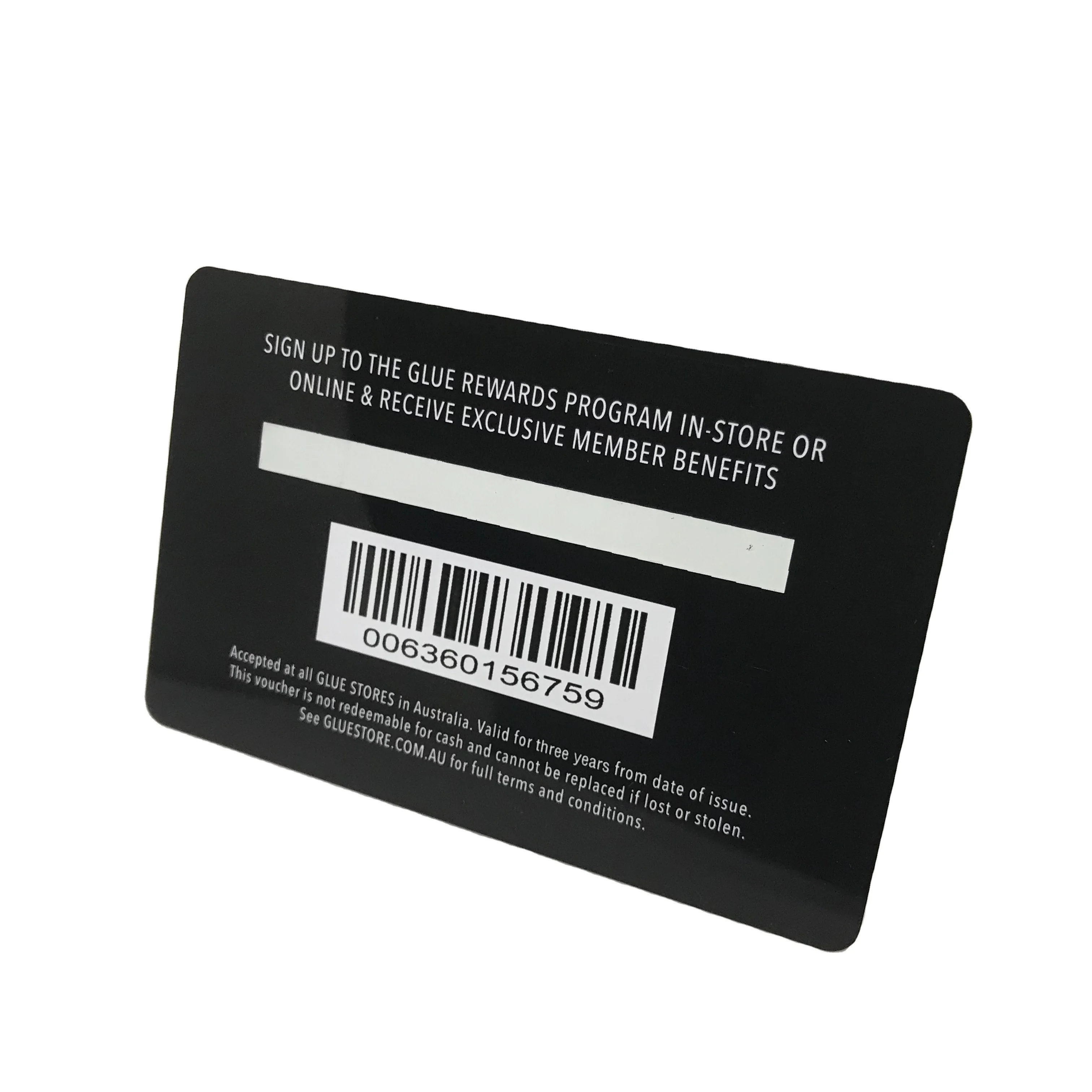 PVC Membership card with card number and barcode