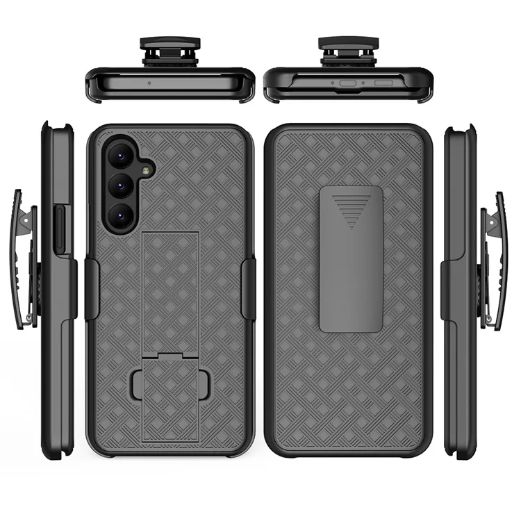 Shockproof weave pattern holster combo mobile phone case with invisible holder for samsung note 10